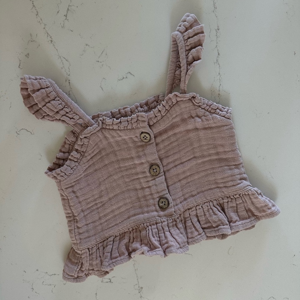 Jamie Kay Organic Dusty Purple Ruffle Tank, 2Y, GUC